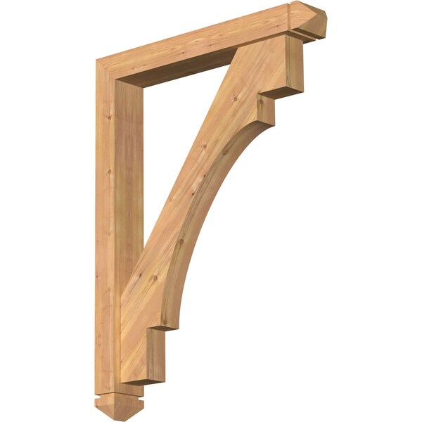 Ekena Millwork Merced Arts and Crafts Smooth Bracket w/ Offset Brace, Western Red Cedar, 5 1/2"W x 36"D x 48"H BKT0604X36X48MRC03SWR - main